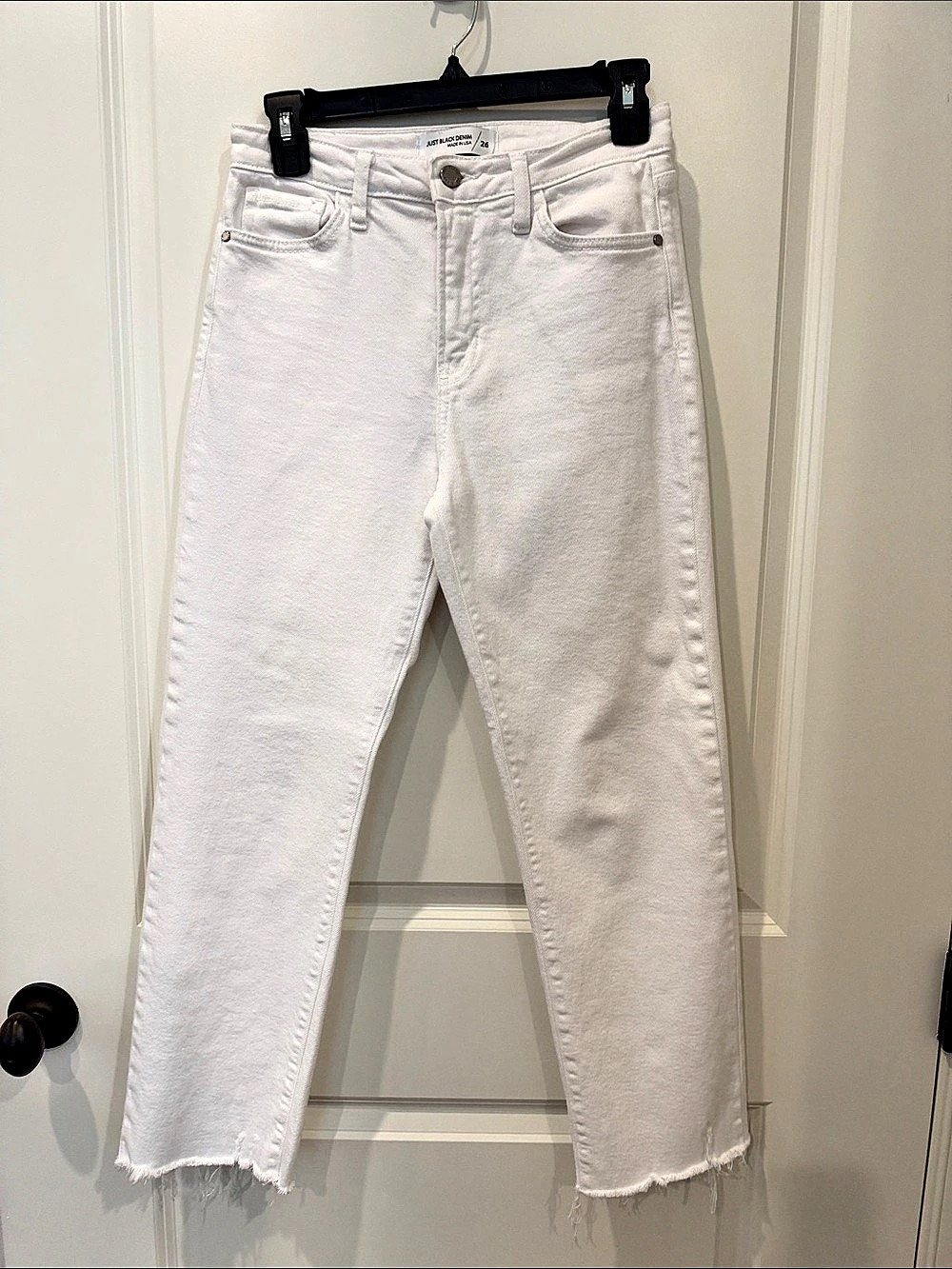 Just Black Straight Leg Jeans in White Waist 28